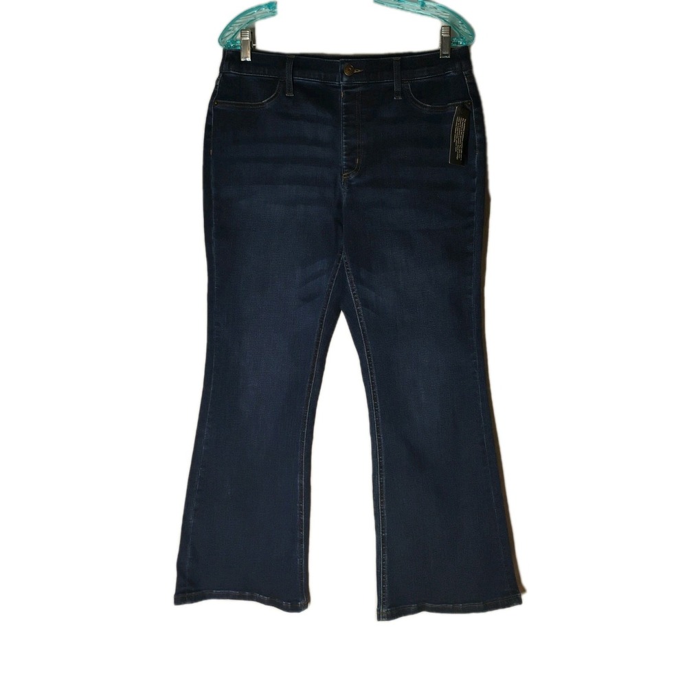 NWT Denim & Company Womens 12P 12 Petite Bootcut Dark Denim Pull On Jeans